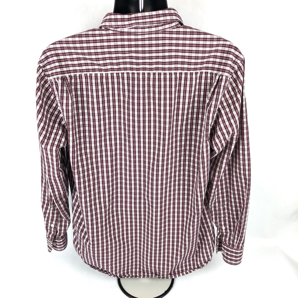 Old‎ Navy Shirt Men XL Dark Red White Button Front Cotton Collared - Picture 5 of 6